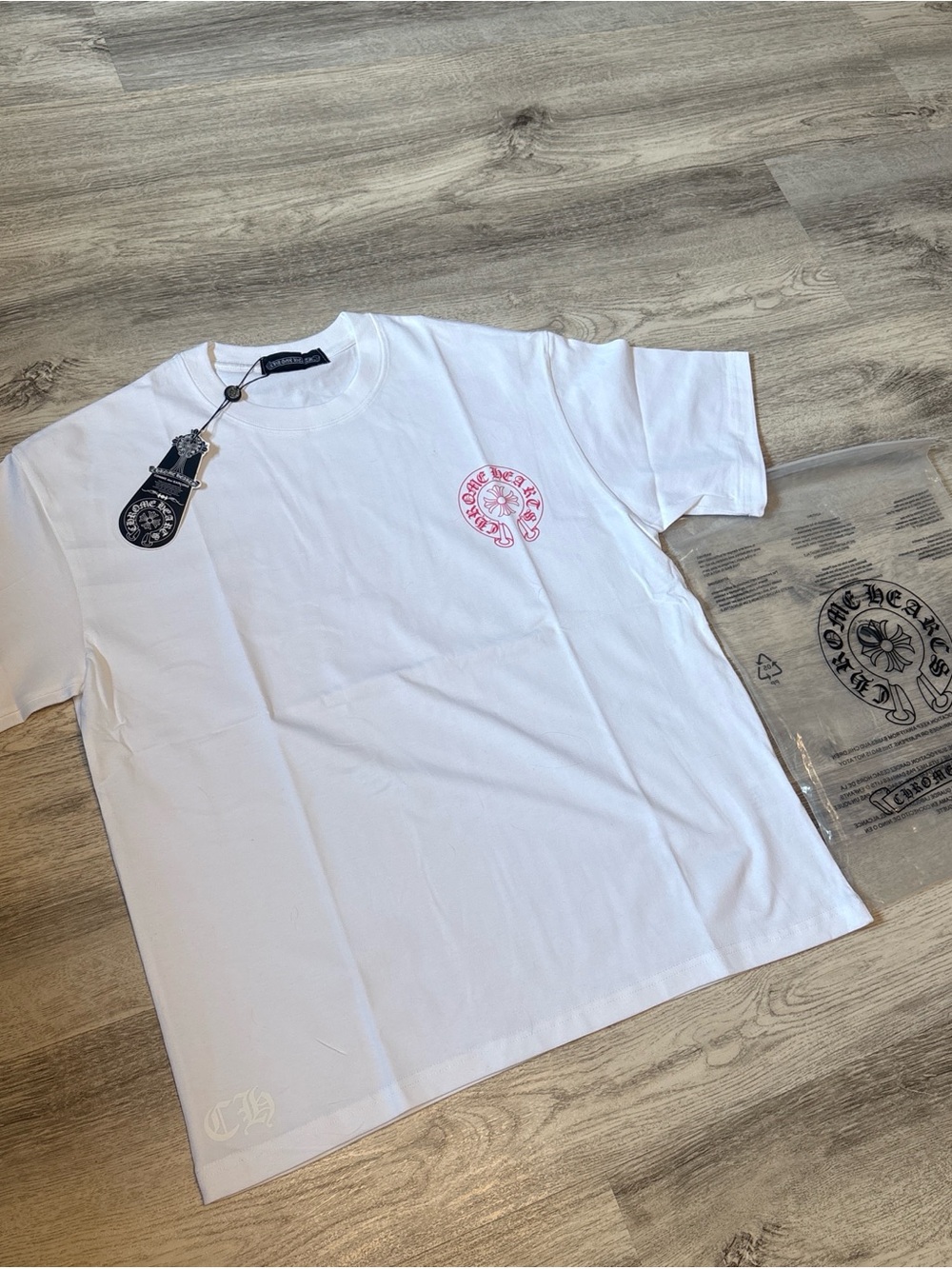 Chrome Hearts White Tee with Pink Back Graphic - Picture 2 of 5